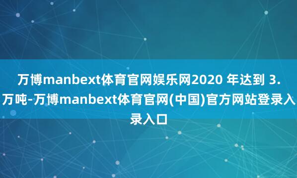 万博manbext体育官网娱乐网2020 年达到 3.1 万吨-万博manbext体育官网(中国)官方网站登录入口