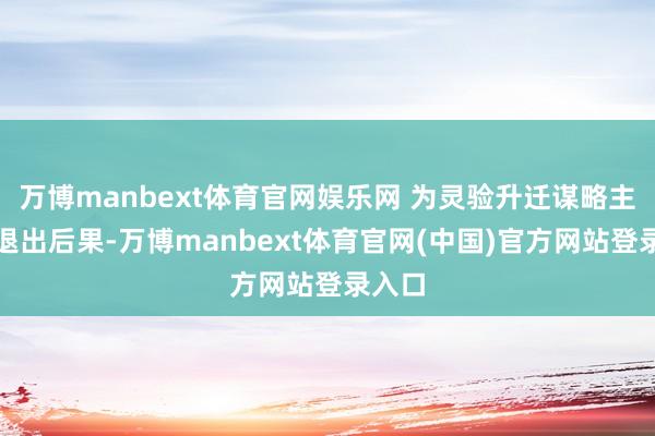 万博manbext体育官网娱乐网 为灵验升迁谋略主体的退出后果-万博manbext体育官网(中国)官方网站登录入口